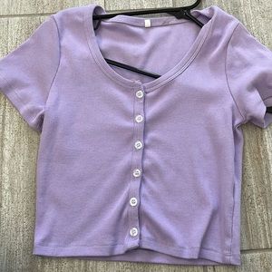Purple button up top